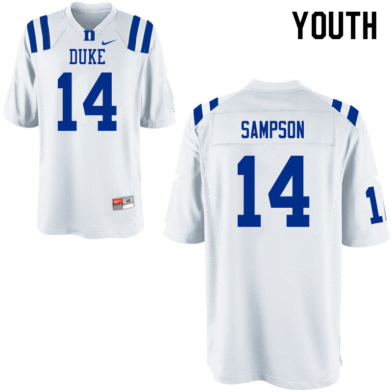 Youth #14 Dennis Smith Duke Blue Devils College Football Jerseys Sale-White - Click Image to Close